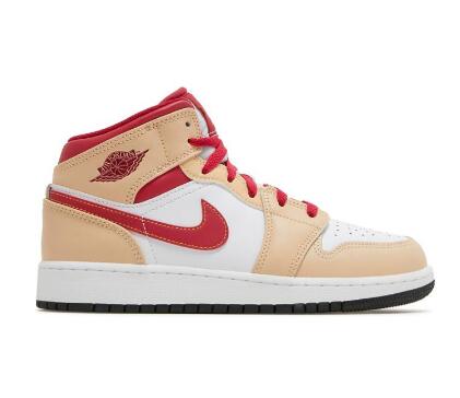 Air Jordan 1 Mid GS Light Curry Cardinal Red